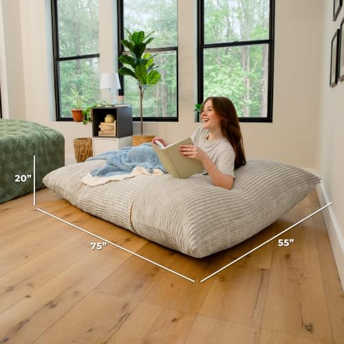Big Joe Turnabout 3-in-1 Convertible Bean Bag Chair, Vanilla Latte