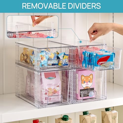 Vtopmart Clear Stackable Storage Drawers, 6 Pack Medium Organizer Set