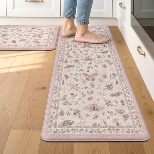 LEEVAN Anti Fatigue Kitchen Mats for Floor, Cushioned Kitchen Mat Set 2PCS