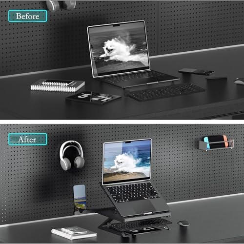 OImaster Laptop Stand for Desk, Ergonomic Adjustable & Foldable Portable Computer Stand with Heat-Vent, Laptop Riser Holder Compatible with MacBook Air Pro, 10-15.6 Inch Notebooks