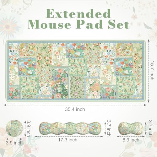 iLeadon Mouse Pad and Keyboard Wrist Rest, Large Computer Desk Mat Set
