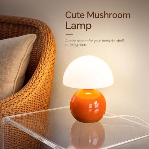 Dawnwake Mushroom Lamp Table Lamps Set of 2 for Bedroom Living Room,Orange