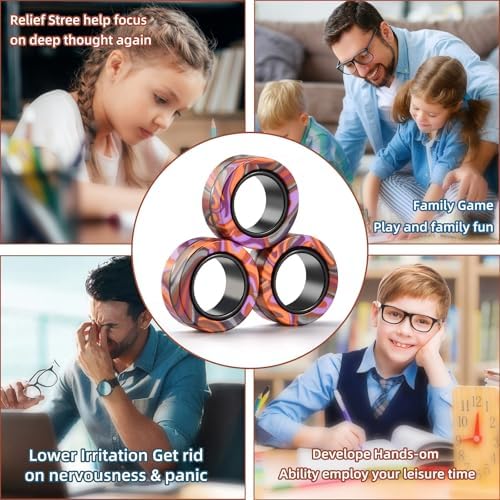 Halloween Magnetic Rings for Adults and Kids,Fidget Spinner Rings Toys for Anxiety Relief Therapy Boy and Girl Ages 8-13,Teens Halloween Party Favors Decorations,3PCS