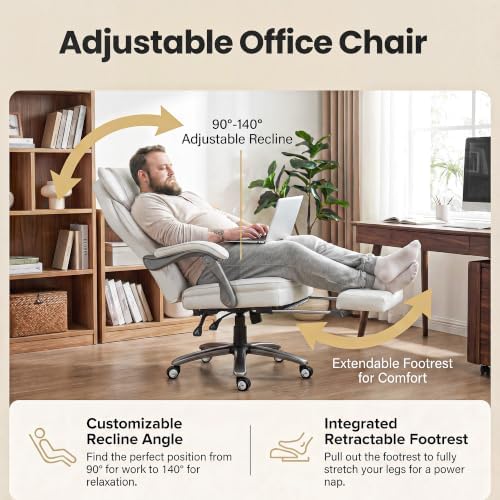 Big and Tall Massage & Heat Office Chair, Ergonomic Gaming Chair, White