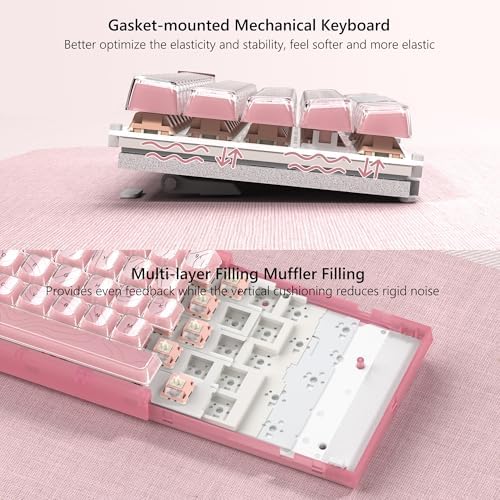 Womier 60% Percent Keyboard Pink Mechanical QMK/VIA Gaming Keyboard