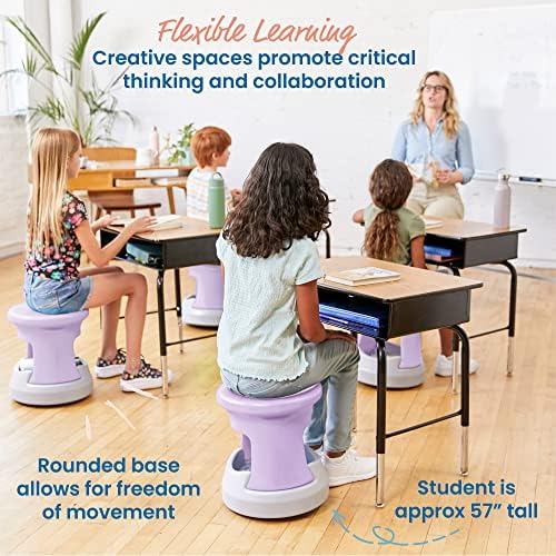 ECR4Kids Active Storage Wobble Stool, 15in Seat Height, Childrens Furniture, Light Purple/Light Grey