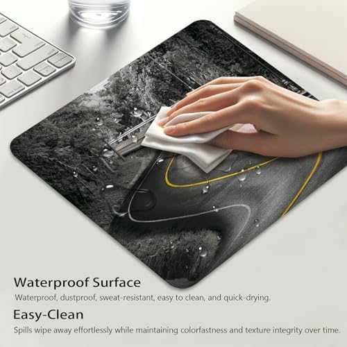 Curvy Asphalt Road with Yellow Line in Middle Mouse Pad, Nature Desk Mat