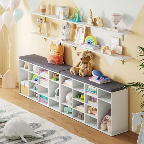 DINZI LVJ Long Wall Shelves, 47.3Inch Wooden Wall Mounted Shelves, Set of 4