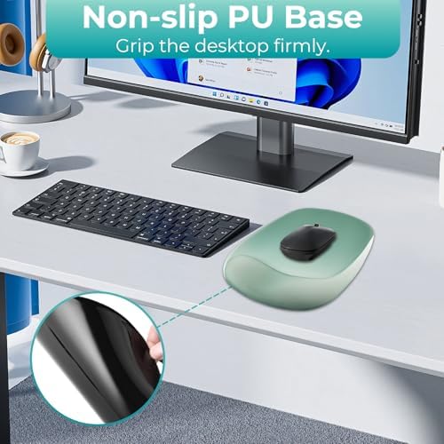 Mouse Pad with Wrist Rest Support, Ergonomic Mousepad with Comfortable Gel Cushion, Gaming Mouse Pad with Non-Slip PU Base, Relieve Pain Relief, for Home Office Computer Laptop, Green