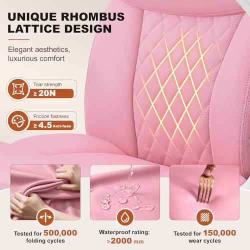Leather Office Chair, Pink Computer Desk Chair with Dual Back Support