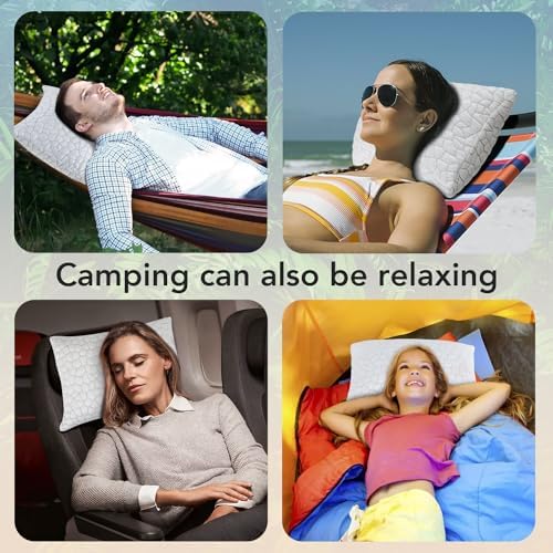 Cooling Pillow Camping Size 1 Pack, Adjustable Bed Pillows for Sleeping, Small Shredded Memory Foam Pillow for Backpacking Hiking, Airplane, Medium Firm Camping Travel Pillow with Washable Cover
