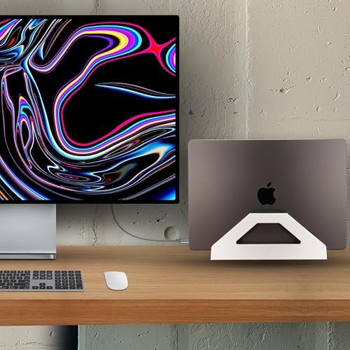 Vertical Laptop Stand, Space Saving Holder for MacBook with Tool-Free Width Adjustment, Pretty Anodized Aluminum for Desk, Universal Fit for 10-17" Laptop