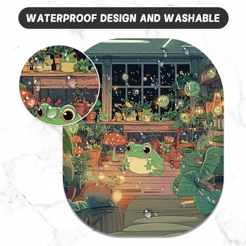Small Mouse Pad, 6 x 7 Inch, Oval Mini Mouse Pad with Non-Slip Rubber Base for Laptop Wireless Mouse Keyboard Tray Mousepad, Frog