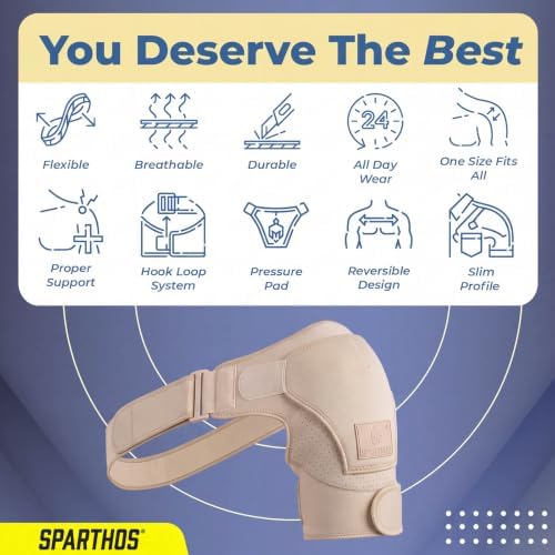 Sparthos Rotator Cuff Shoulder Brace for Women & Men - Support - Beige-UNI
