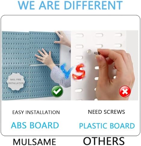 MULSAME Pegboard Combination Kit, 25.2" x 25.2" Wall Mounted Storage Set with 4 Pegboards & 20 Accessories Hanging, Peg Boards Organizer