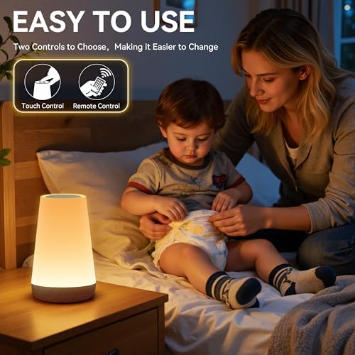 Auxmir Rechargeable Night Light, Touch Table Lamp with Remote, Dark Brown