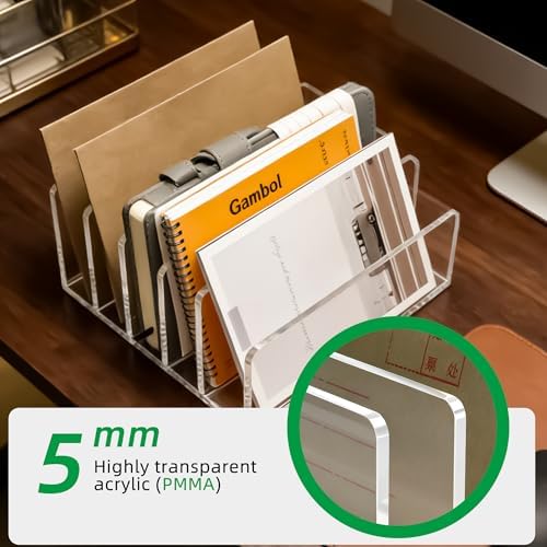 Clear Acrylic 5-Compartment Mail & Letter Desk Organizer