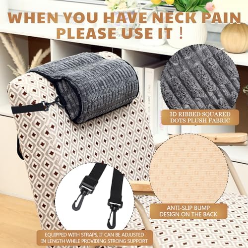 Chunful Headrest Recliner Memory Pillow Adjustable Support Cushions with Belt and Zipper for Neck Head Pain Relief Suitable for Sofas Recliners Office or Massage Chairs