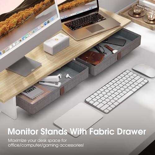 Fenge 35 Inch Monitor Stand with Drawer Storage, Computer Riser for Desk