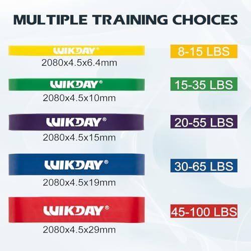 WIKDAY Resistance Bands for Working Out, Exercise Bands, Workout Bands, Pull Up Assistance Bands for Body Stretching Training Physical Therapy Muscle Training for Men & Women