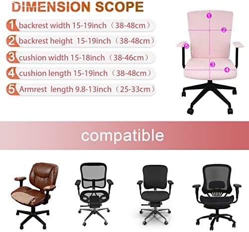 Tallew 4 Pcs Office Chair Covers Stretchable Armrest Seat,XL,Pale Pink