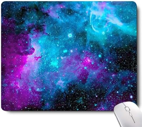 Galaxy Space Mouse Pad, Blue and Purple Nebula Anti-Slip Gaming Mousepad, Small Mouse Pads for Desk Computers Laptop Office
