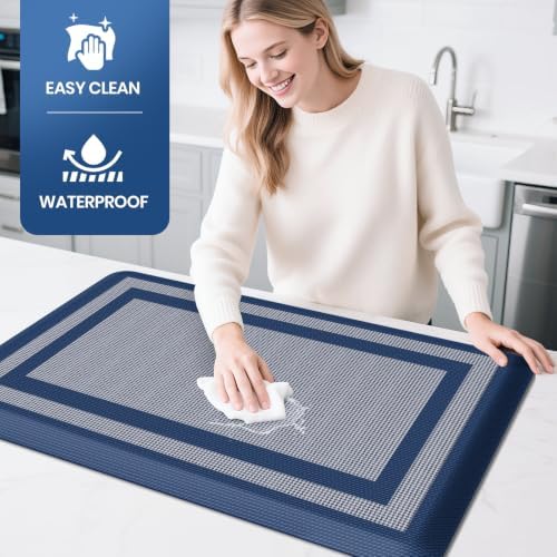2PCS Kitchen Rugs Cushioned Anti-Fatigue Kitchen Mats Comfort Standing Mat