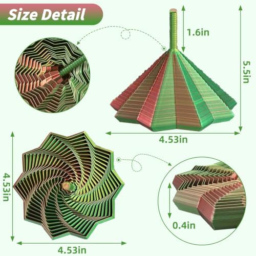 3D Printed Expanded Sensory Fidget Star, Fractal Stress Relief Spinning Tower Toy with Handle, Polygonal Honeycomb Whirling Spiral Design, Stocking Stuffers Gift for Adults Teens ADHD Office Desk
