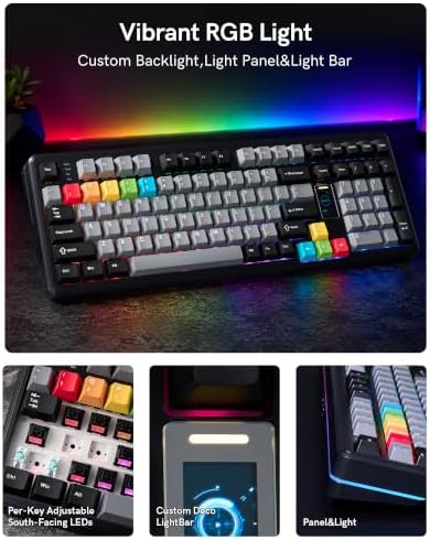 Keymatic WK98 Mechanical Keyboard, Creamy Gaming Keyboard with Screen&Knob