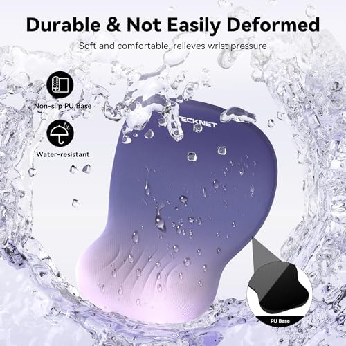 TECKNET Ergonomic Mouse Pad with Wrist Rest, Smooth Surface & Non-Slip Base