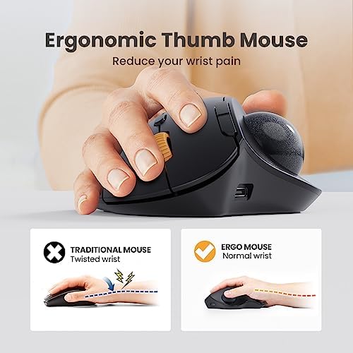 ProtoArc EM04 Trackball Mouse & EK02 Wave Keys Ergonomic Keyboard