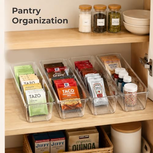 LotFancy 8 Pack Clear Plastic Drawer Organizer Bins, Small Item Organizers