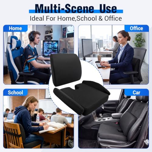 Widened Gaming Chair Cushion Set with Lumbar Support, Tailbone Pain Reduce