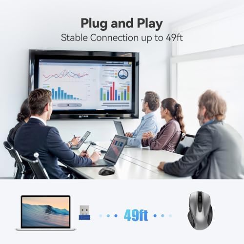 TECKNET Wireless Mouse, 2.4G Ergonomic Computer Mouse, 2600 DPI, Silver