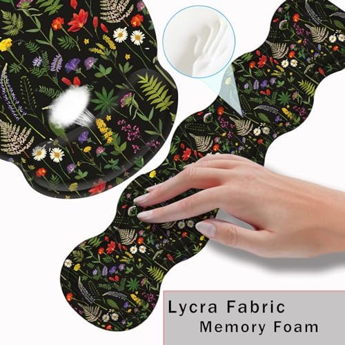 Mouse Pad,Large Pink Desk Mat, 4in1 XXL Mousepad + Keyboard Wrist Rest+Mouse Wrist Rest+Coaster Set with Ergonomic Desk Pad for Home Office Table Computer-Cute Flowers