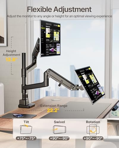 monTEK Dual Monitor Arm, Vertical Stackable 17-57", Heavy Duty，Black