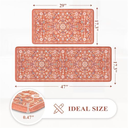 KIMODE Anti Fatigue Mat for Kitchen Floor,Cushioned Kitchen Rugs Sets of 2