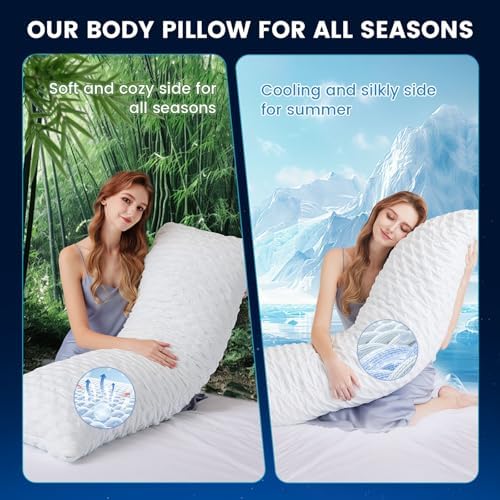 KUCEY Body Pillow for Side Sleeper with Neck and Shoulder Pain,Adjustable Shredded Memory Foam Pillows, Cooling Pillow for hot Sleepers with Washable Cover, Bed Pillows for Adults, Original White