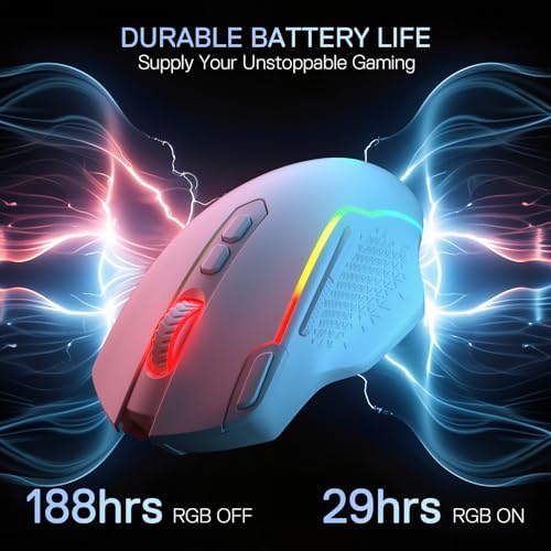 Redragon M810 MAX Wireless RGB Gaming Mouse 12000 DPI Remapping Keys