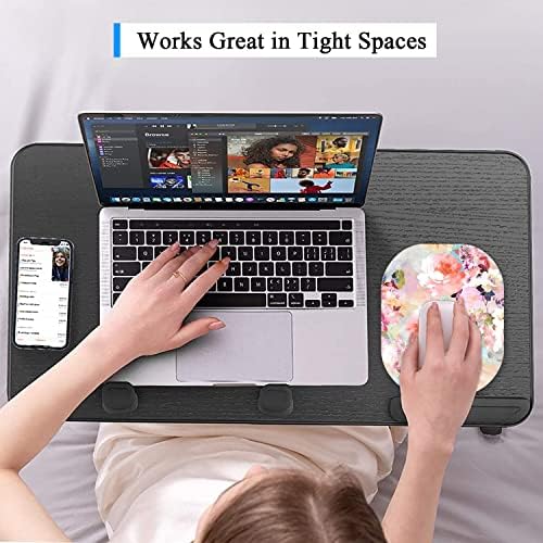 Small Mouse Pad 6 x 7 Inch, Oval Mini Mouse Pad with Non-Slip Rubber Base, Waterproof Compact Mouse Mat for Laptop Computer Wireless Mouse Keyboard Tray Home Office Travel, Peonies Floral
