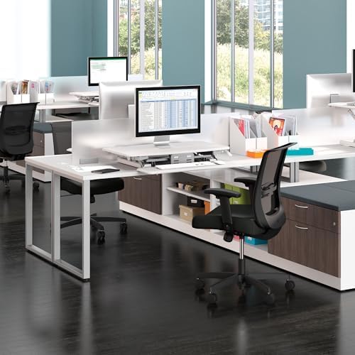 HON Coordinate 35 Inch Desktop Riser, Height Adjustable Sit to Stand Riser, Monitor and Laptop Workstation with Keyboard Tray, White