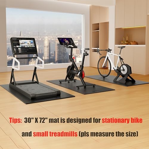 Cycleclub Bike Mat Compatible with Peloton Bike,Elliptical,Treadmill Mat, 6mm Thick, Under Exercise Bike Trainer Pad for Indoor Stationary Spin Bike Gym Equipment Hardwood Floor Carpet Protector