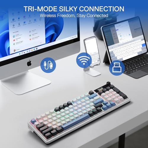 Redragon K719 PRO Wireless 95-Key Gasket Gaming Keyboard, TFT Screen & Knob