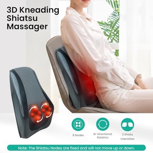 Snailax Neck & Back Massager with Heat, 4D Shiatsu Massage Pillow for Pain