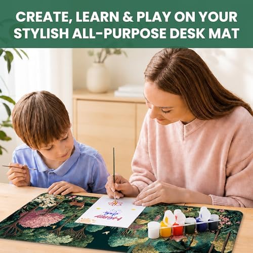 Aesthetic Desk Mat, Cute Enchanted Forest Desk Pad Protector for Work & Decor, 35.4" x 15.7", Pretty Non-Slip Extended Mouse Pad for Office or Home