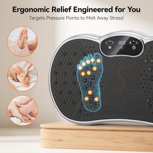 HTM Vibration Plate Exercise Machine, 9 Modes & 120 Speeds, Body Shake Plate with Resistance Bands Slot & Remote Control, Shake Board for Weight Loss Fat Burner Home Fitness Workout