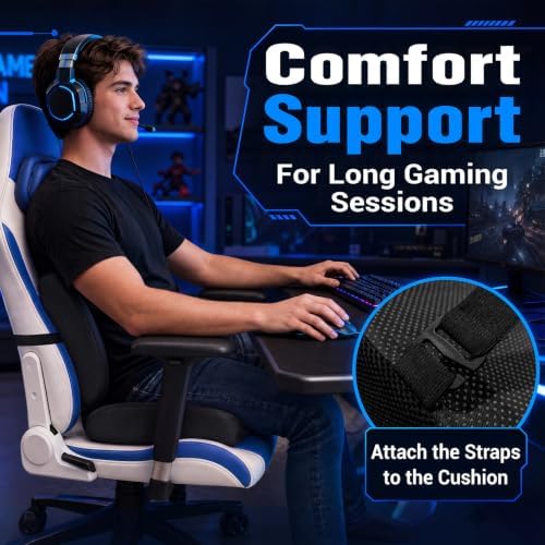 Widened Gaming Chair Cushion Set with Lumbar Support, Tailbone Pain Reduce