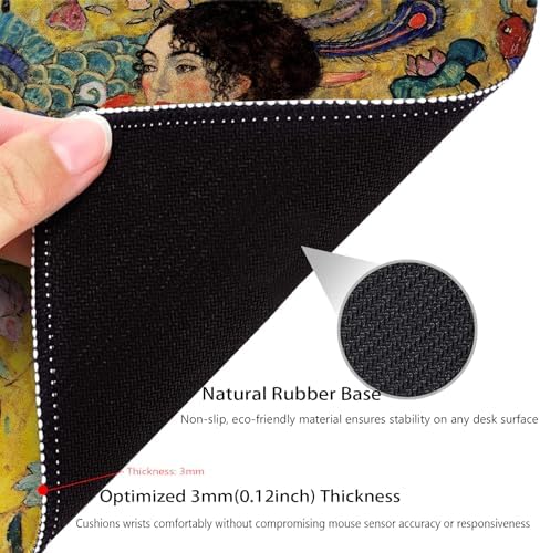 Woman (Lady) with Fan by Gustav Klimt Mouse Pad, World Painting Desk Mat