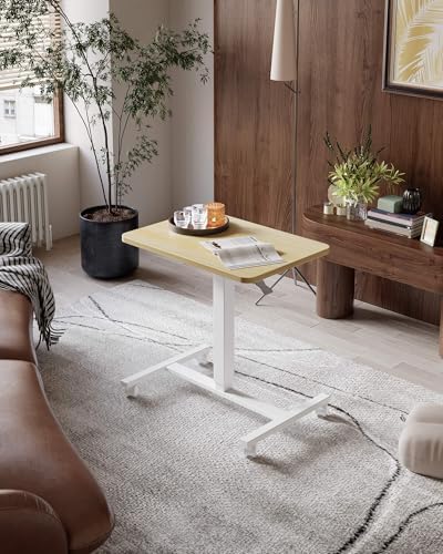 YIHAYO 24 x 16 Inches Mobile Small Standing Desk with Wheels, Natural