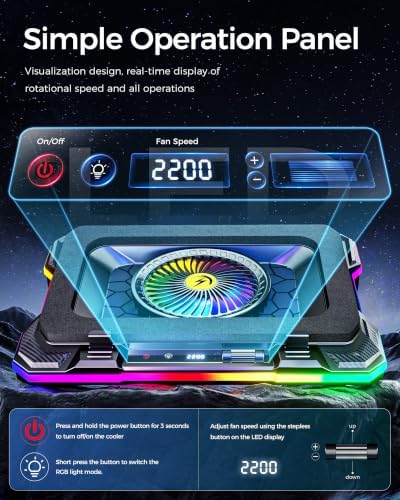AICHESON Laptop Cooling Stand Gaming RGB Cooler for 15-19 inch Heavy Laptop